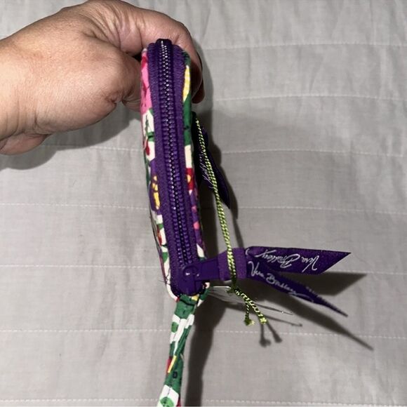 Vera Bradley Viva La Vera White Purple Green Quilted Cotton Wristlet Wallet - Picture 5 of 11